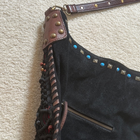 Free People Black and Red Boho Shoulder Bag - Picture 6 of 10